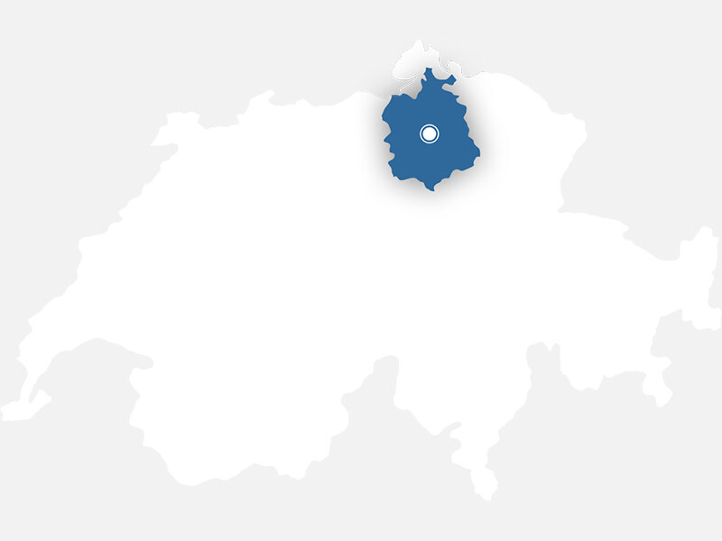 Bild Zeigt Karte der Schweiz, in der der Kanton Zürich blau hervorgehoben ist